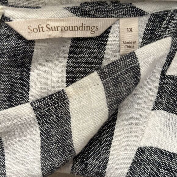 Soft Surroundings Top 1X Multicolor Stripe Linen Blend Cold Shoulder Lagenlook - Picture 6 of 8